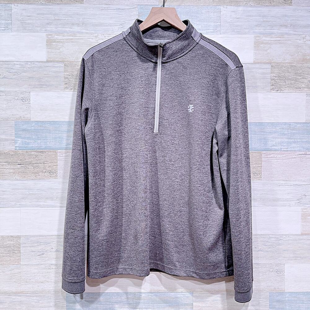 IZOD Golf 1/4 Zip Performance Mesh Pullover Heather Gray Mock Neck Mens Medium